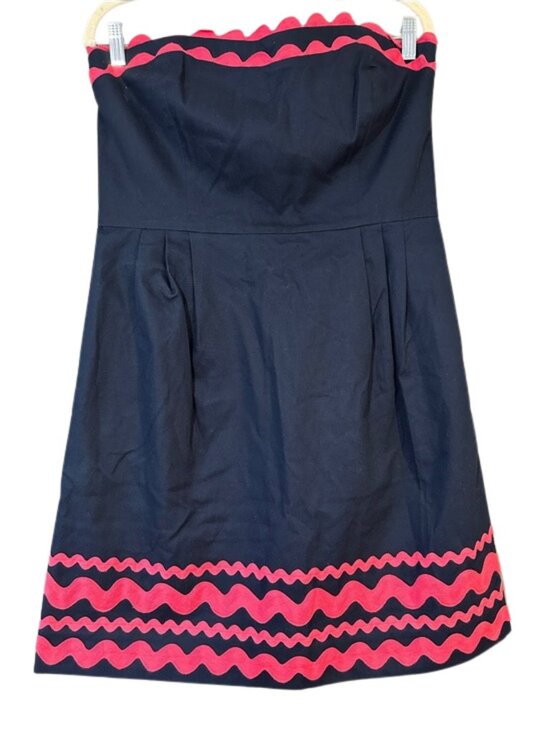 Vineyard Vines Dresses & Skirts - Vineyard Vines Strapless Navy Dress Pink Trim Size 12 Preppy Summer Fit & Flare